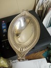 Vintage Ellis Bros 13 25  Reticulated Silver Plate Fancy Footed Bread Tray
