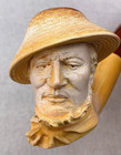 Antique Wdc William Demuth Meerschaum Carved Pipe W  Case Bearded Man With Hat