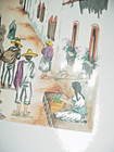 Signed Marco Ruiz  m  Ruiz  Mexican Folk Art Watercolor Painting Street Scene