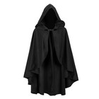 Fairy Hooded Cloak Renaissance Costume Medieval Cosplay Wizard Witch Cape Black