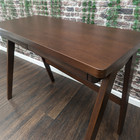 Solid Wood Computer Writing Desk 2 Drawers Walnut Mid Century Modern Home Office