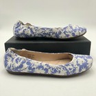 L l  Bean Ballet Flats Womens Size 6 5 M Blue White Leather Floral Casual Shoes