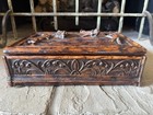 Oklahoma Casting Carved Horse Dog Trinket Keepsake Box Equestrian Faux Burlwood