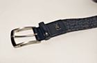 Greg Norman Mens Stretch Woven Belt Size 40 Dark Gray Leather Tab