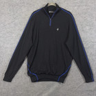 Sunderland Of Scotland Merino Wool Blend Sweater Mens Sz M Black 1 4 Zip Lined