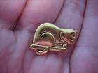 Vintage 15 16  Gold Tone Realistic Cat Metal Button - E18