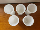 Vintage Milk Glass Footed Mug Glass Cup Goblet Grape Design Pedestal Set Of 5