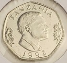 1992 Tanzania 20 Shilingi Coin Elephant   Calf Africa Wildlife Animal