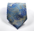 New Fashion Paisley Silver Blue Jacquard Woven Silk Men s Wedding Tie Necktie