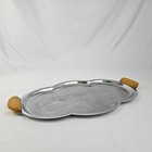 Vintage Chrome Aluminum Serving Tray W Amber Bakelite Handles Mcm 1952