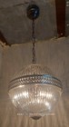 Antique Vintage Art Deco Brass   Glass Ship Ceiling Fixture Hanging Light Lamp