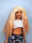 Barbie Doll Wig Size 4 Tibetan Lamb Mohair Ooak Custom  109 Apricot Peach Blond