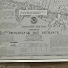 Vintage Nautical Navigation Plotting Chart Map Chesapeake Bay Entrance 36 x24 