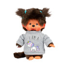 8  Large Monchhichi Doll - Girl In Unicorn Sweater - Authentic Monkey Plush  Nwt