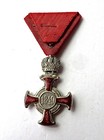 Austria 1849 Silvered Service Cross Medal W  Red Enamel Estate
