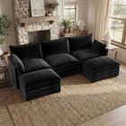 U Shaped Sofa With Removable Washable Covers  Deep Seat Cloud Couch For Bedroom