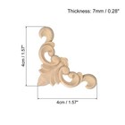 6pcs Wood Carved Appliques Unpainted Decorative Corner Carving Decals 4cm