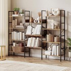 Triple 4 Tier Bookshelf  Bookcase With 11 Open Display Shelves  Wide Book Shelf