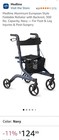 Medline Aluminum European Style  Foldable Rollator With Backrest  300 Lbs Max