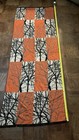 New Handmade Italian Silk Table Runner Shawl Orange Gray 2 Sided Pattern