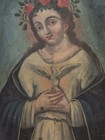 Rare Mexican 19th Century Retablo Oil Painting On Tin