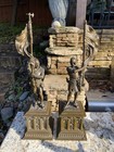 2 Antique Pair Of Knight In Armor Bronze  Large Heavy Statue Medieval
