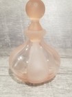 Vintage 5  Pink And Etched Frosted Glass Onion Perfume Bottle With Glass Stopper