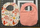 Baby Burp Cloth Bib Bundle Farm Animals Light Pink Reversible Gift Set Of 4 Item