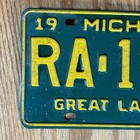 1968 Michigan License Plate Ra-1431 Green   Yellow Original