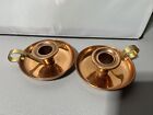 Vintage Coppercraft Guild Chamberstick Candle Holders Set W  Brass Ring Handles