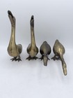 Vintage Solid Brass Goose Swan Duck Figures Webbed Feet 9 5    Set Of 4 Mcm