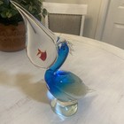 Large Murano Style Blown Glass  Pelican With Fish In Mouth