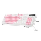 Mechanical Gaming Keyboard Blue Switch 104 Keys White Backlit Usb Wired Pink