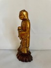 Antique Chinese Hand Carved Lacquered   Gilded Wood Buddha bodhisattva Figurine