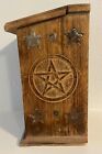 Pentacle Carved Wood Herb Chest   Pentagram Wooden Chest - Wiccan pagan Decor