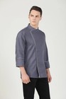 Men s Work Jacket Chef Coat Grey Restaurant Kitchen Workwear Uniform Long Sleeve