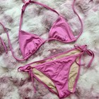 Victoria s Secret Women Small Bikini Set Pink Triangle Top Side Tie Bottom Nwot