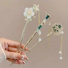 Elegant Chinese Style Hair Clip Tassel Stick Traditional Floral Women Hairpin