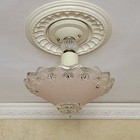 500c Vintage Antique Ceiling Light Lamp Fixture Glass Shade Chandelier 30 s 40 s
