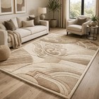 Hand Tufted Abstract Geometric Wool Area Rug Contemporary Living Room Carpet