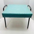 Vintage Mid Century Modern Metal Leg Vinyl Stacking Footstool Ottoman Stools