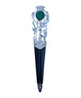 J Wood Leathers Chrome Stone Top Scottish Thistle Safety Sgian Dubh - No Blade