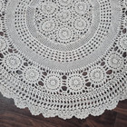 Crochet  Vintage Ivory Cotton Circle Table Top Doily 35   See 1 Spot In Photos 