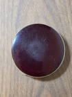 Vintage La Mode Guilloche Enamel Powder Compact Burgundy Painted Rose