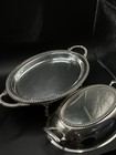 Vintage English Silverplate Covered Serving Dish Oval Footed 3115x Elegant 