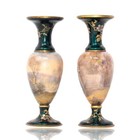Antique French Pair Of Limoges Enamel Vases