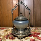 Antique Victorian Meriden Britannia Silverplate Bride   s Basket Painted Glass