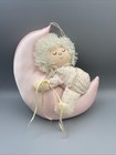 1980s Russ Berrie Pink Moon Girl Sleeping Stuffed Hang Plush Baby Toy Doll Decor