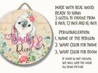 Girls Room Decor Nursery Custom Name Door Sign Cute Animal Baby Rabbit Anm012