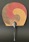 Antique Korean Jeoson Painted Tae-geuk Buche Taegeuk Hand Fan